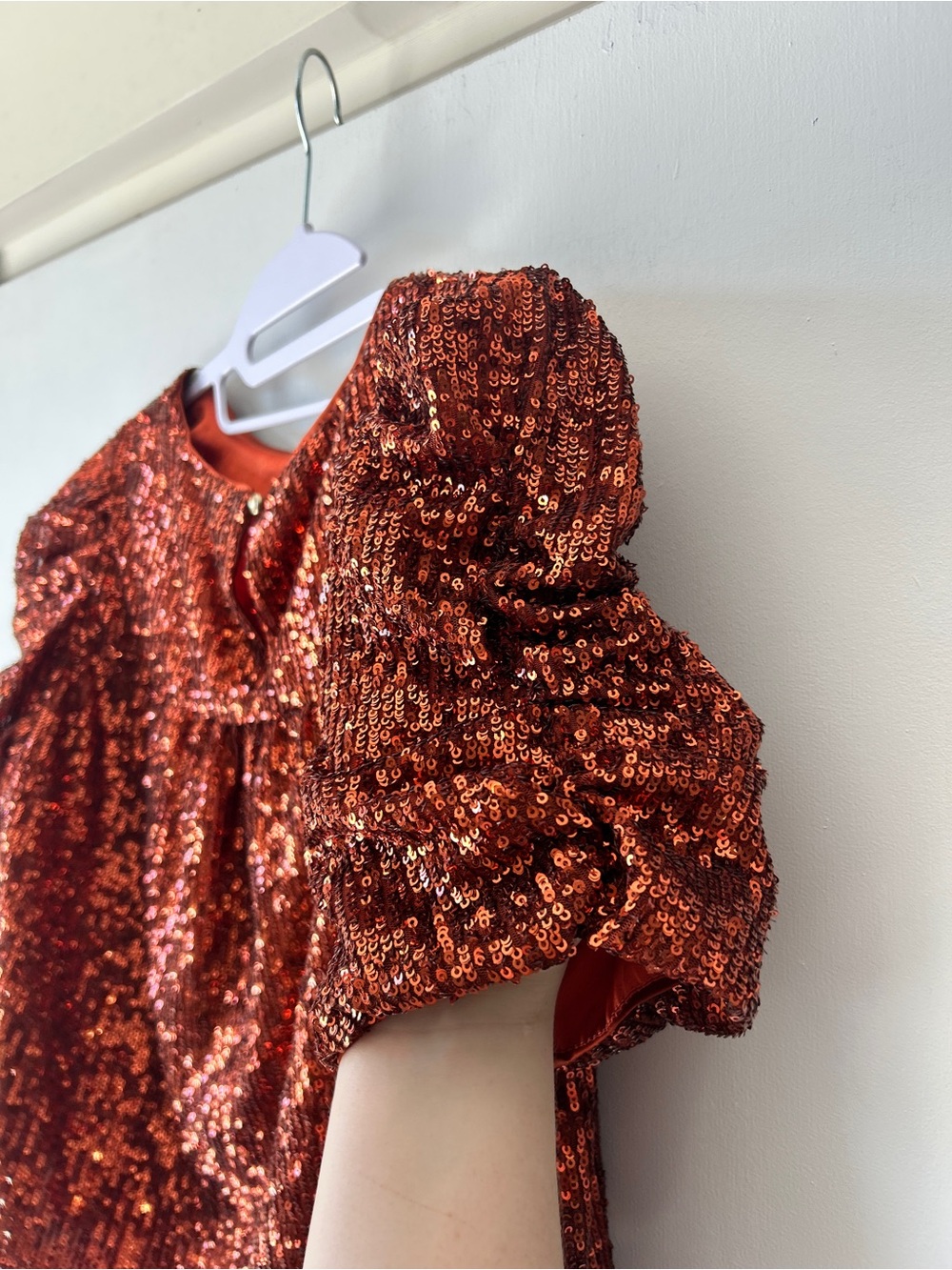 Anthropologie Copper Sequin Short-Sleeve Blouse - Picture 5 of 10